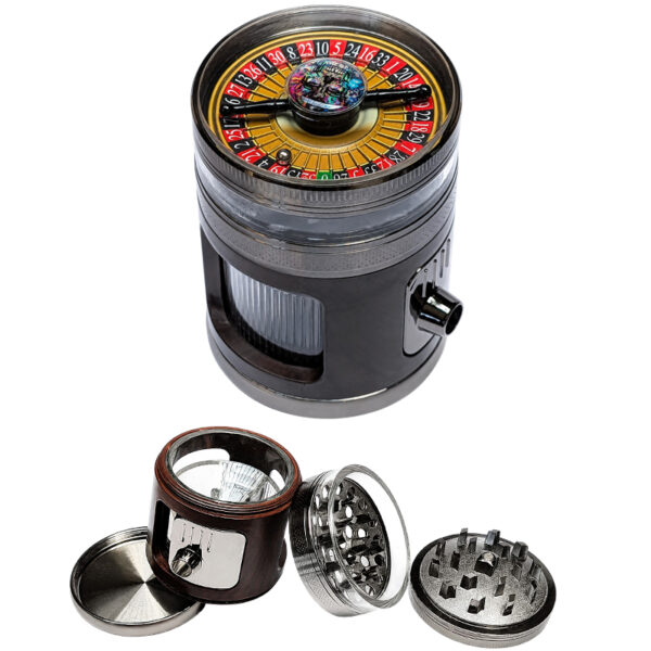 Roulette Grinder 4-teilig mit funktionierendem Roulette im Deckel