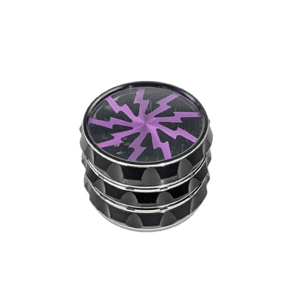 Blitz Grinder Ø60mm 4-teilig mit lila Blitzmotiv
