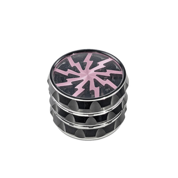 Blitz Grinder Ø60mm 4-teilig mit pinkem Blitzmotiv