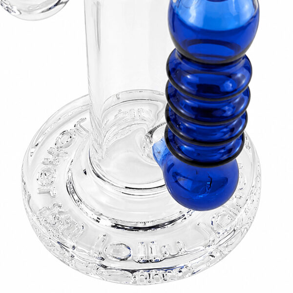 Bong „Big Rocket“ – 55cm – 5mm Borosilikatglas 3 Bong Big Rocket mit massivem Panzerfuß und blauen Glaselementen