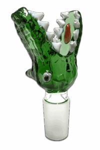 Krokodil Bongkopf 18,8mm aus grünem Borosilikatglas mit weißem Gebiss