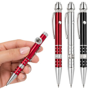 Kugelschreiber Pfeife – 13,5cm – Aluminium in Rot, Silber und Schwarz