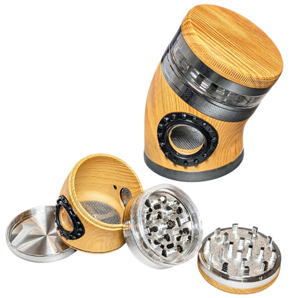 Grinder in Holzoptik mit Sichtfenster – Ø62mm – 4-teilig