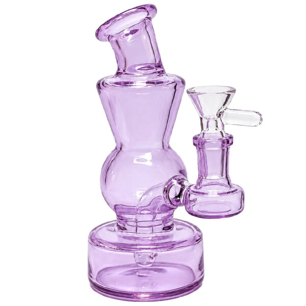 Bauchige Bong – 13cm – 4mm Borosilikatglas – 14,5mm – Sonderangebot 1 Bauchige Bong 13cm aus lila Borosilikatglas