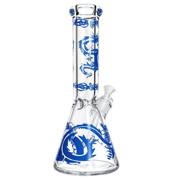Drachen Bong – ca. 32cm – 7mm Borosilikatglas – 18,8mm auf 14,5mm - Sonderangebot 2 Drachen Bong ca. 32cm aus 7mm Borosilikatglas – Rückansicht