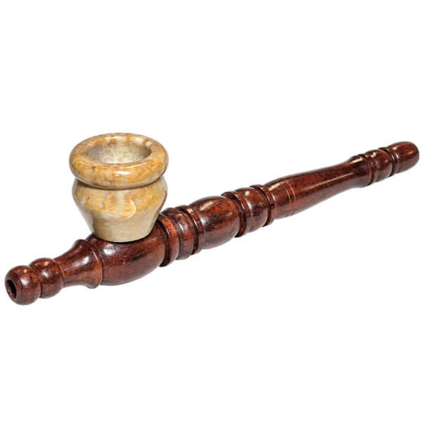 Elegante Holzpfeife mit Specksteinkopf ca. 15cm
