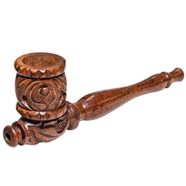 Holzpfeife mit Rosenmotiv ca. 13cm mit abschraubbarem Kopf