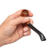 Gebogene Holzpfeife 16cm komplett aus Holz – Größenansicht in der Hand