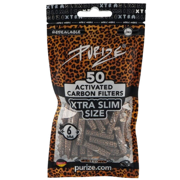 PURIZE® Xtra Slim Leopard – 50 Aktivkohlefilter Ø6mm - Limited Edition 1 PURIZE® Xtra Slim Leopard 50 Aktivkohlefilter Ø6mm im Beutel
