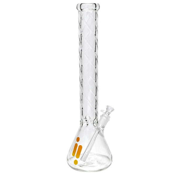 Sonderposten Bong – 7mm – 45cm – Borosilikatglas – einmalige Überproduktion 2 Sonderposten Bong 45cm aus Borosilikatglas mit gedrehtem Glashals von hinten