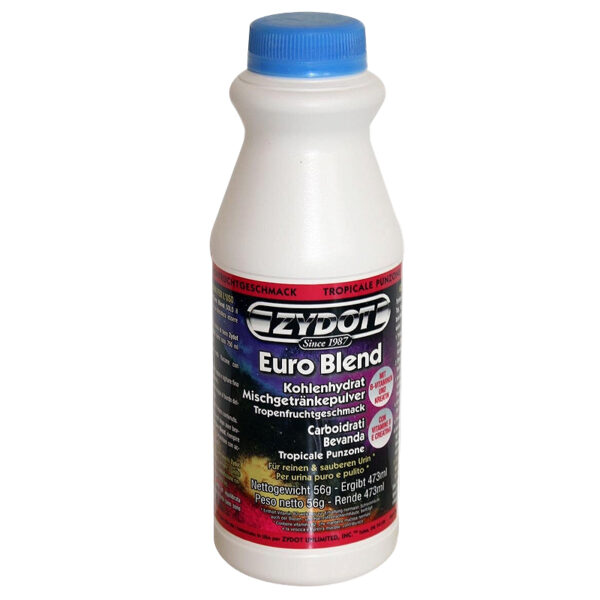 Zydot Urincleaner Euro Blend – Tropical Punch – 56g Getränkepulver 1 Zydot Urincleaner Euro Blend Tropical Punch 56g Getränkepulver in weißer Flasche mit blauem Schraubverschluss